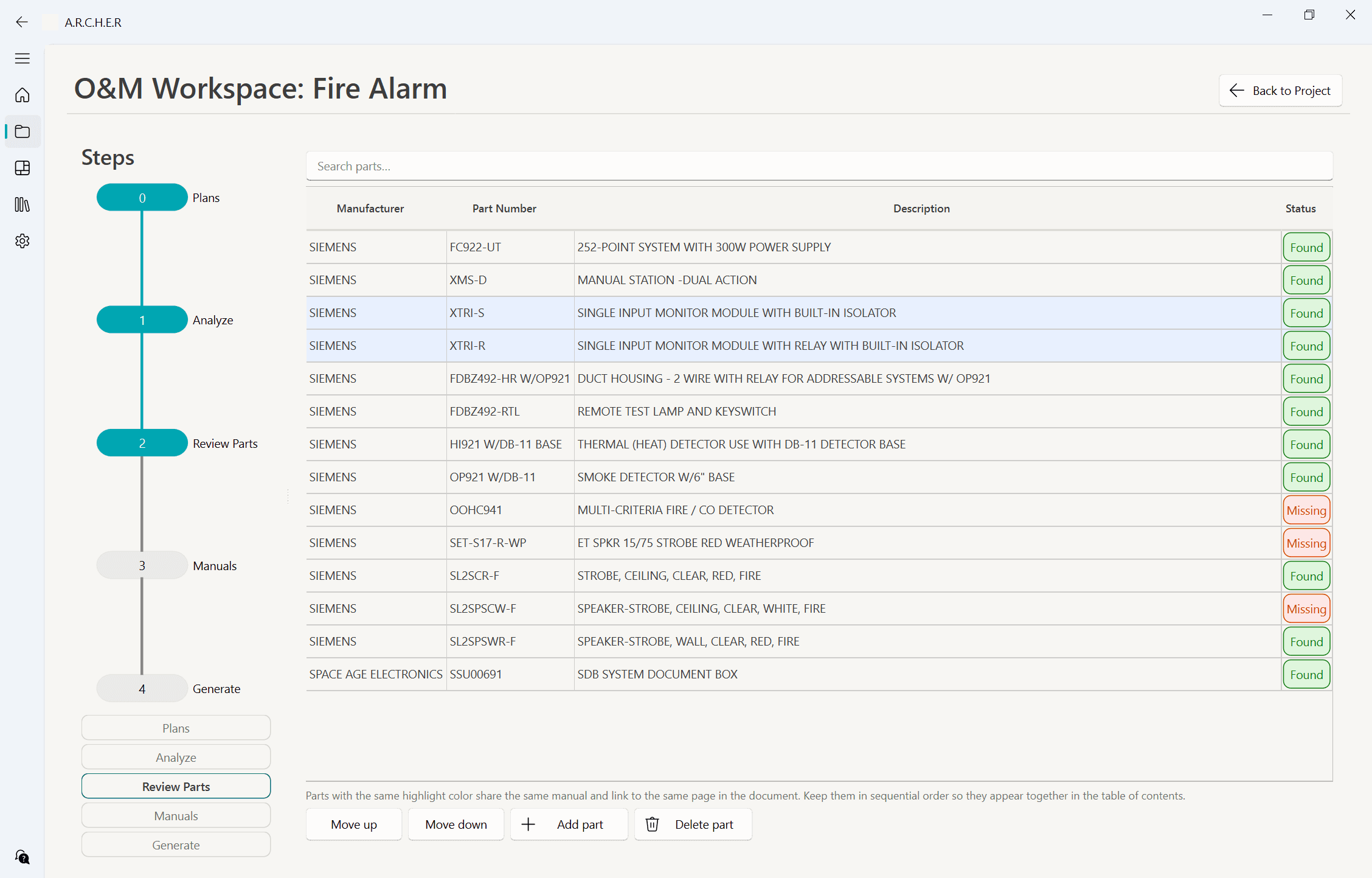 Manual coverage panel highlighting missing documentation