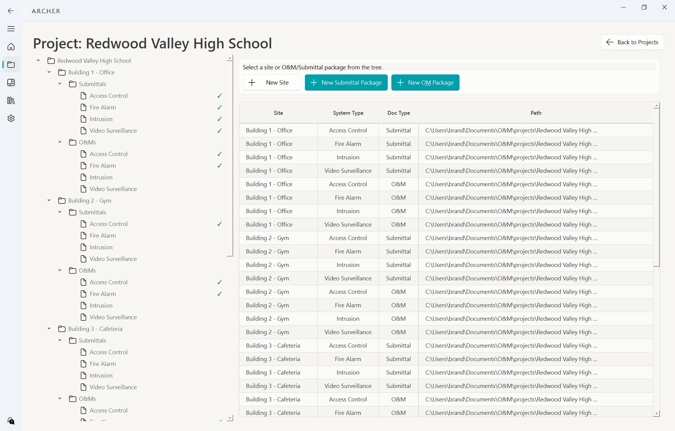 ARCHER dashboard showing project closeout status