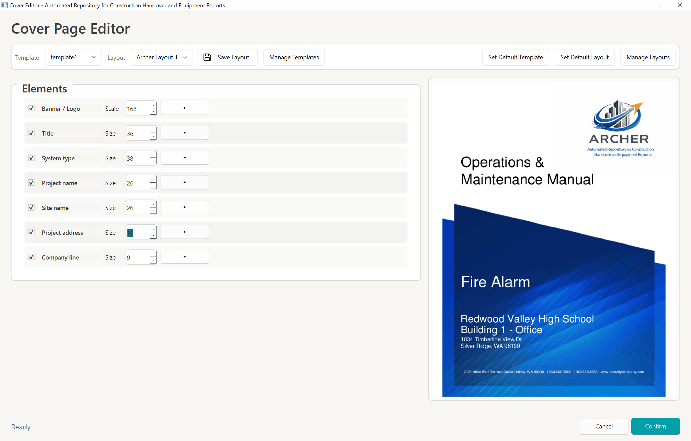 Generation preflight screen for submittal and O&M package preparation